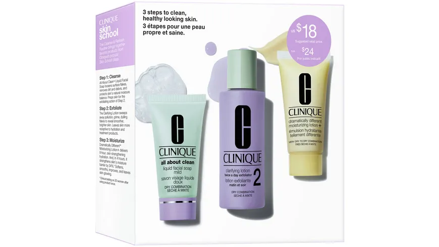 Clinique Pflegesystem 3 Schritte Trockene Haut & Mischhaut Geschenkpackung