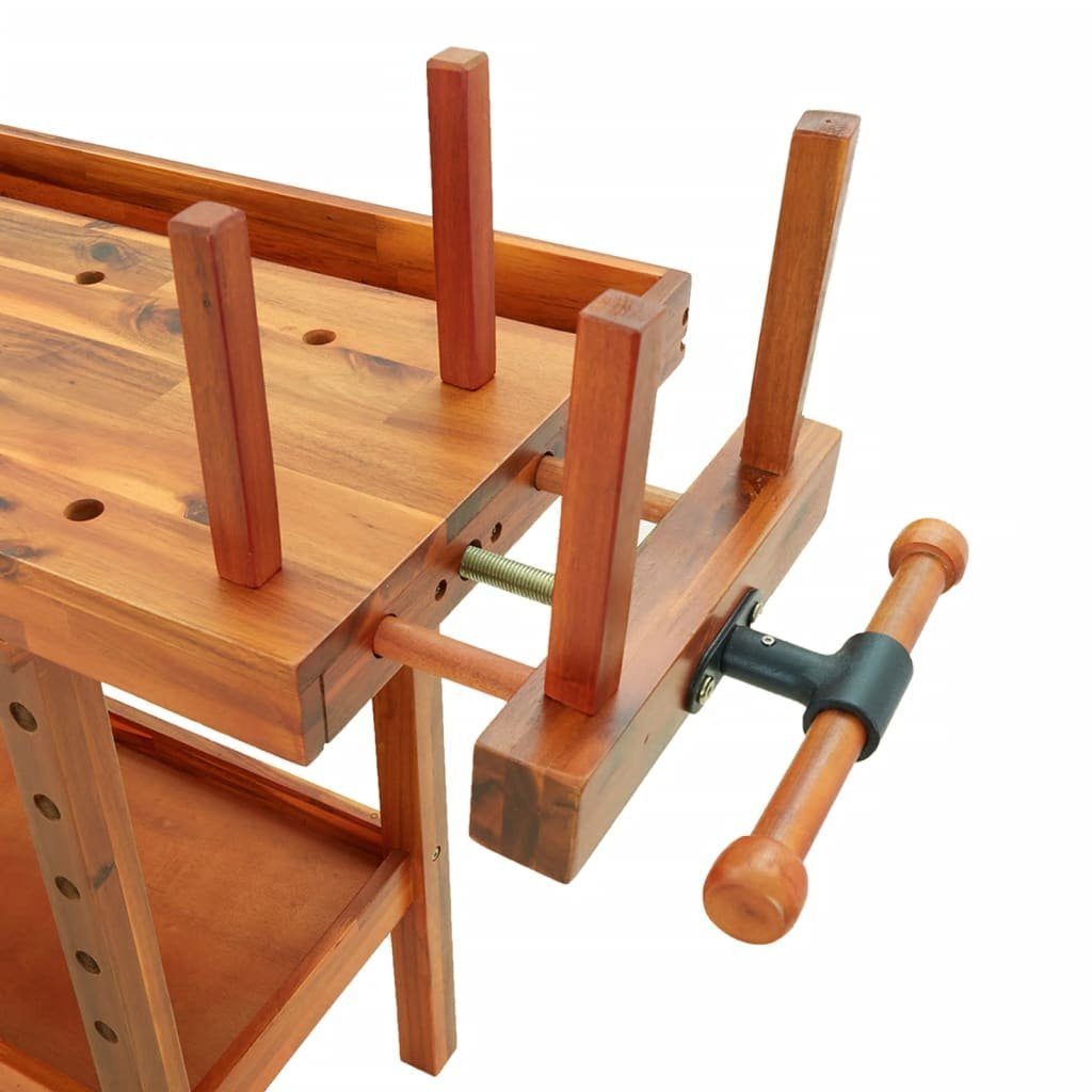 vidaXL Werkbank Werkbank mit Schubladen Schraubstöcken 124x52x83 cm Akazienholz, (1-tlg)
