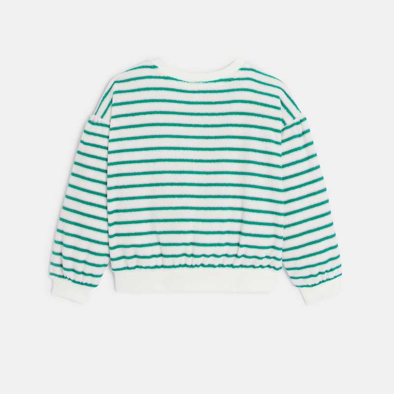 Sweat bébé fille blanc à rayures vertes bébé fille Catimini