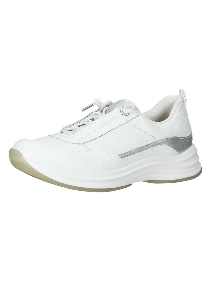 Paul Green Leder-Sneakers in Weiß/ Silber günstig kaufen