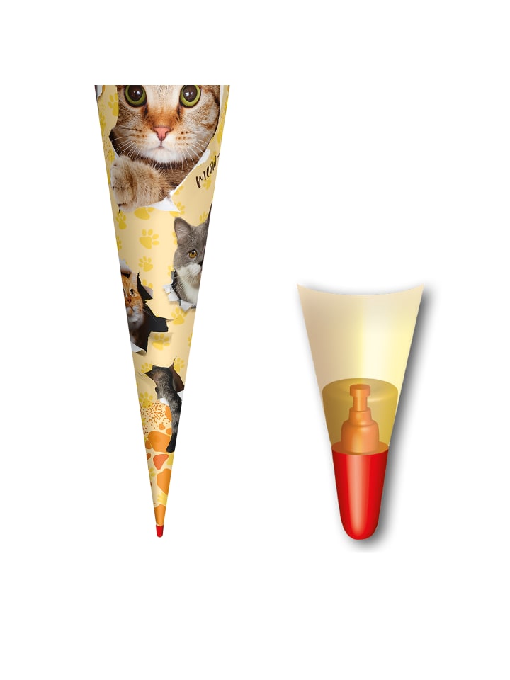 ROTH Schultüte groß Katzenparty 70 cm in Orange günstig kaufen onesize