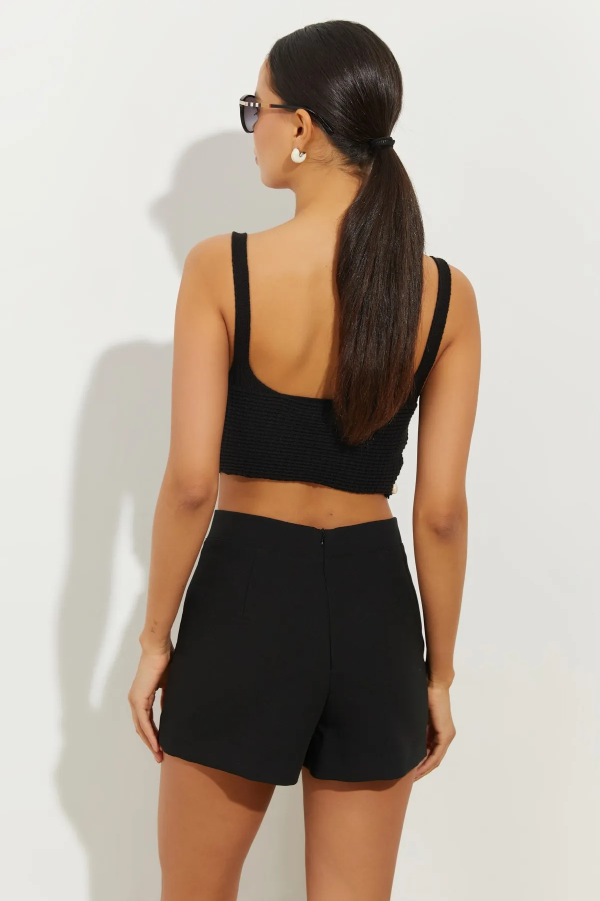 Cool & Sexy  Schwarzes gestricktes Strick-Bustier für Damen KZ2427