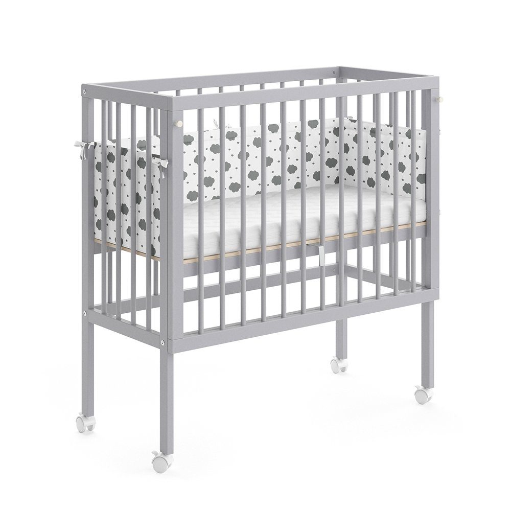 VitaliSpa® Beistellbett Babybett Stubenbett 2 Seitenteile SOPHIE Grau