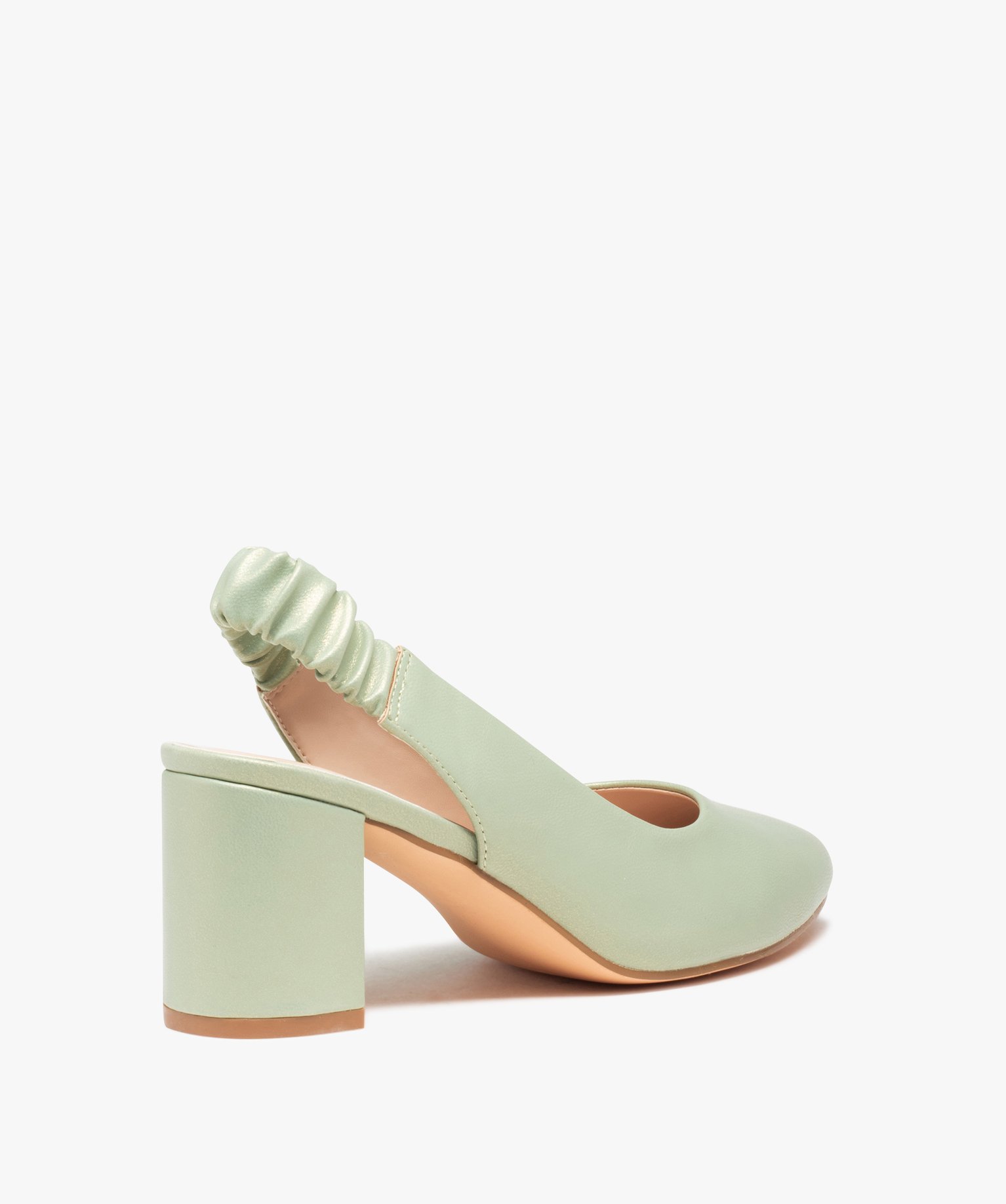 Escarpins femme unis bout amande ouverts au talon vert | GEMO