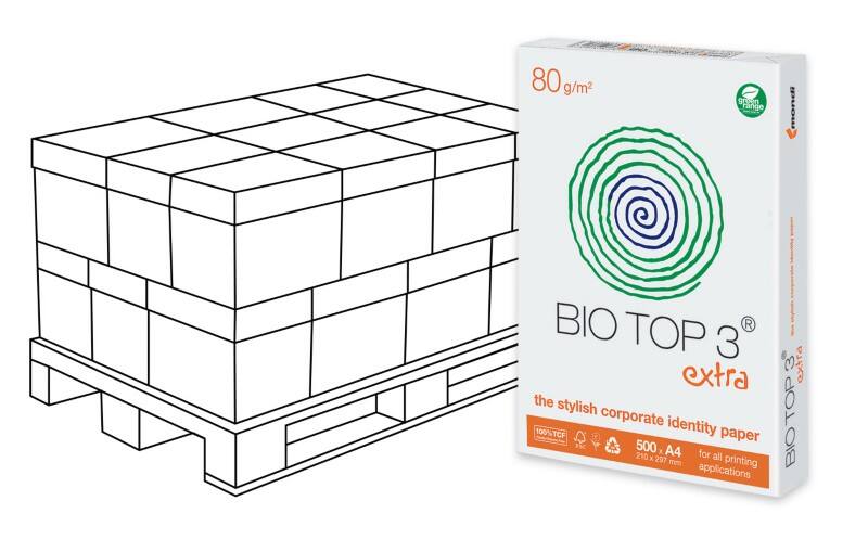Bio Top 3 DIN A4 Druckerpapier Weiß Matt Weiß 120 Pack à 500 Blatt