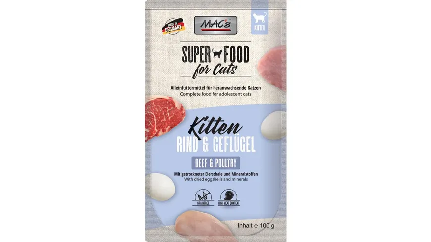 MAC's CAT Katzennassfutter Pouchpack Kitten Rind & Geflügel 100 g