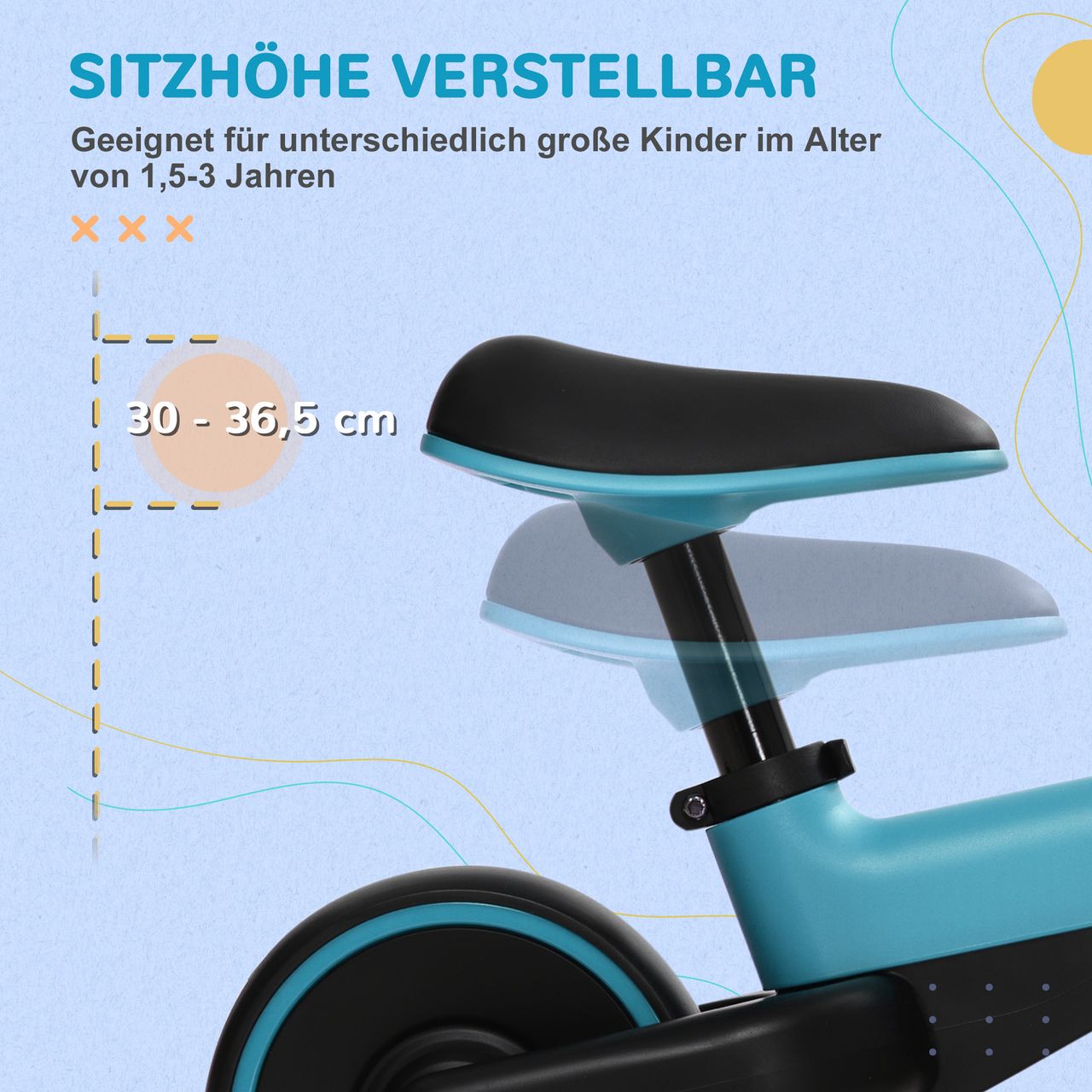 AIYAPLAY Laufrad Kinderlaufrad nur 3,5kg verstellbarer Sitz für 1,5-3 Jahre Blau