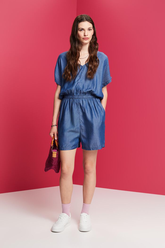 Kurzer Einteiler in Jeans-Optik, TENCEL™