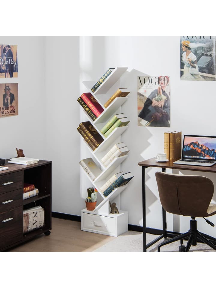 COSTWAY Bücherregal in Baumform in Weiß günstig kaufen 38 cm