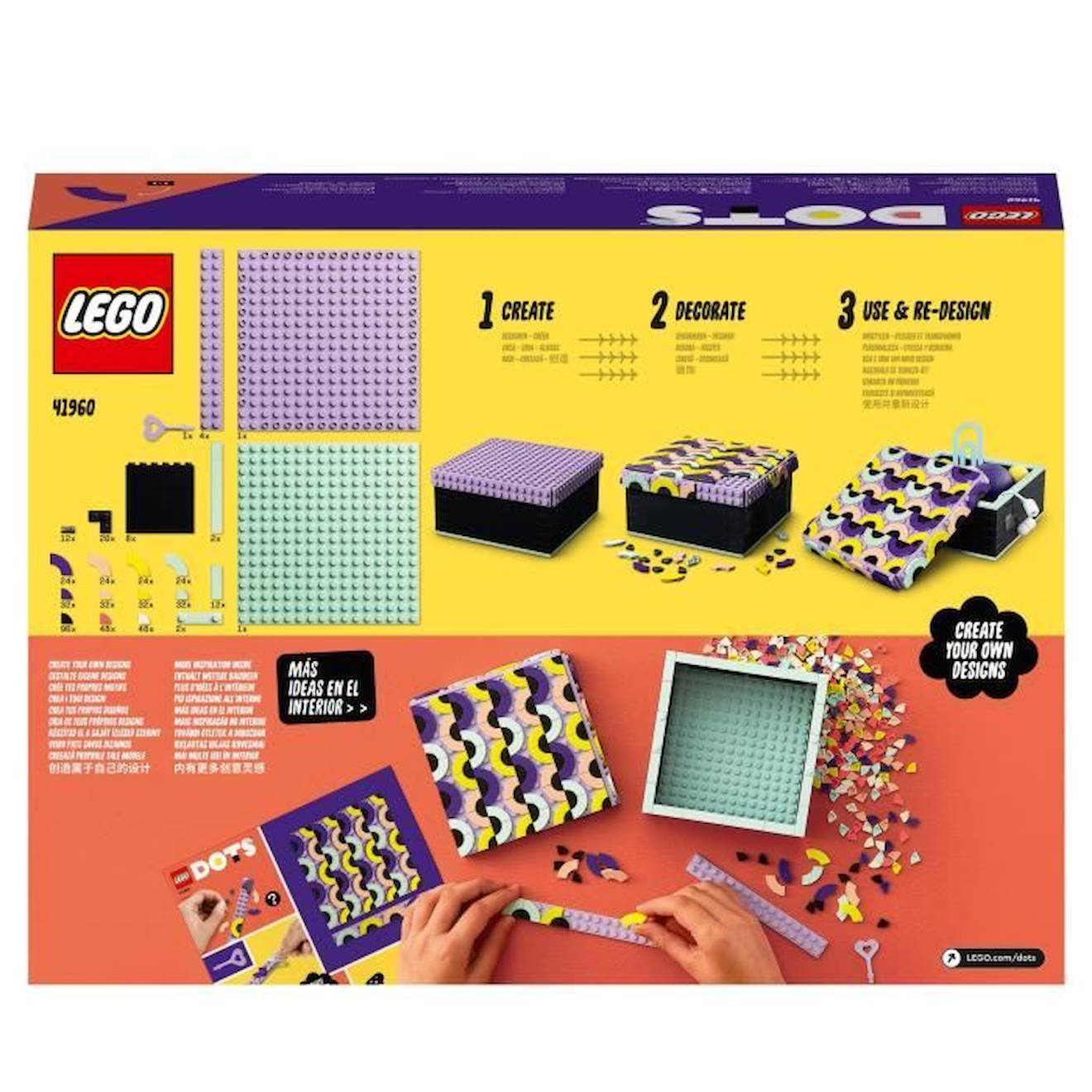 LEGO® 41960 DOTS La Grande Boîte, Activité Manuelle pour Créer un Espace de Rangement pour Chambre d'Enfants, dès 6 ans violet