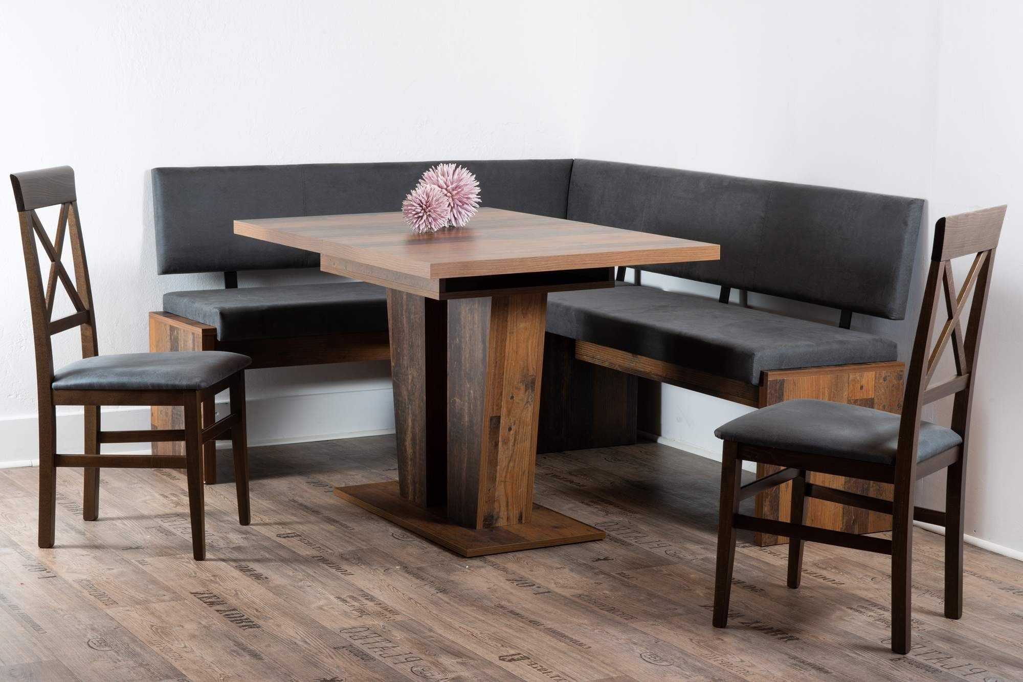 Trendmöbel24 Eckbankgruppe Eckbank Eckbankgruppe Essgruppe MILANO 150 x 180 cm Old Wood Vintage, (4-tlg)