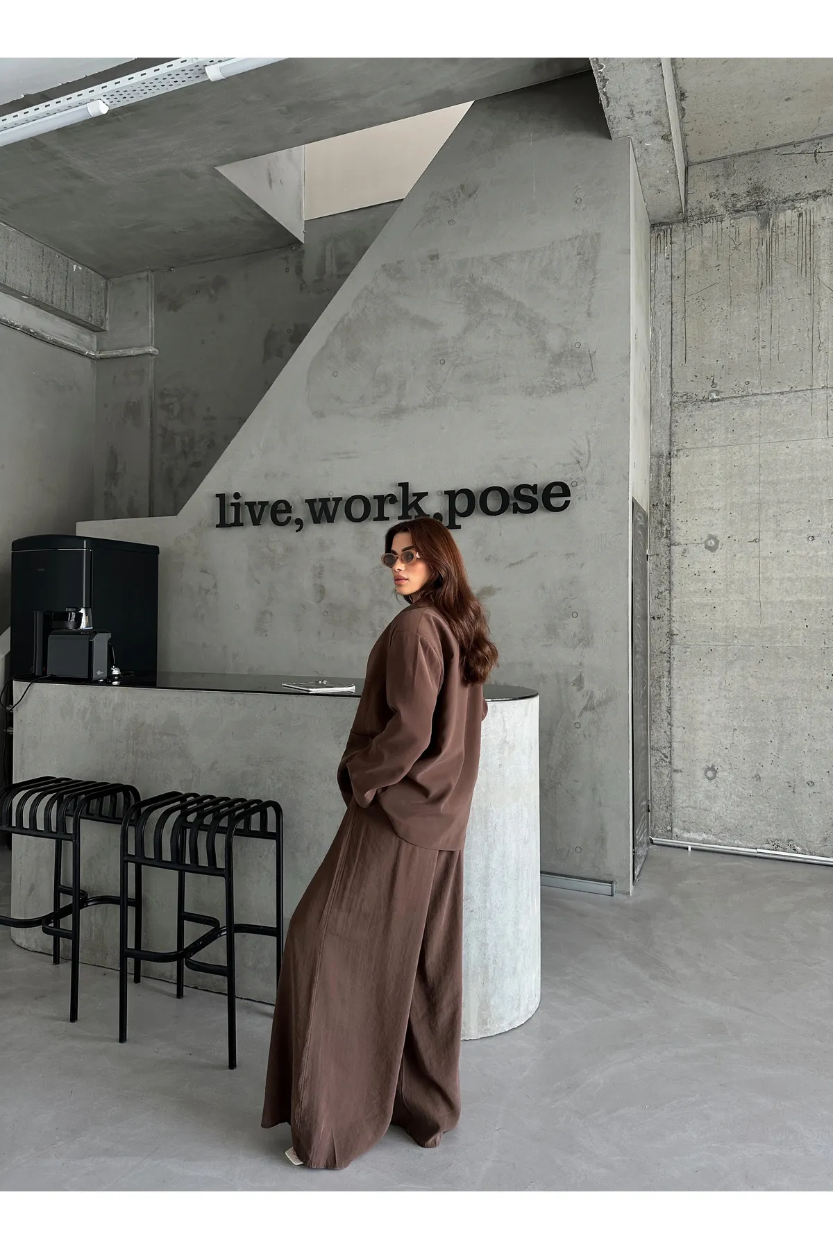 Laluvia  Braunes Marina-Set mit Jacke und elastischer Hose