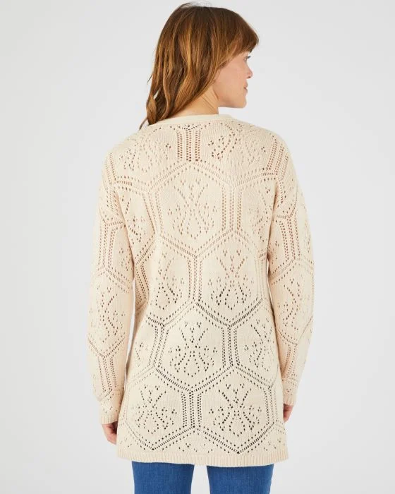 Gilet long maille ajourée
