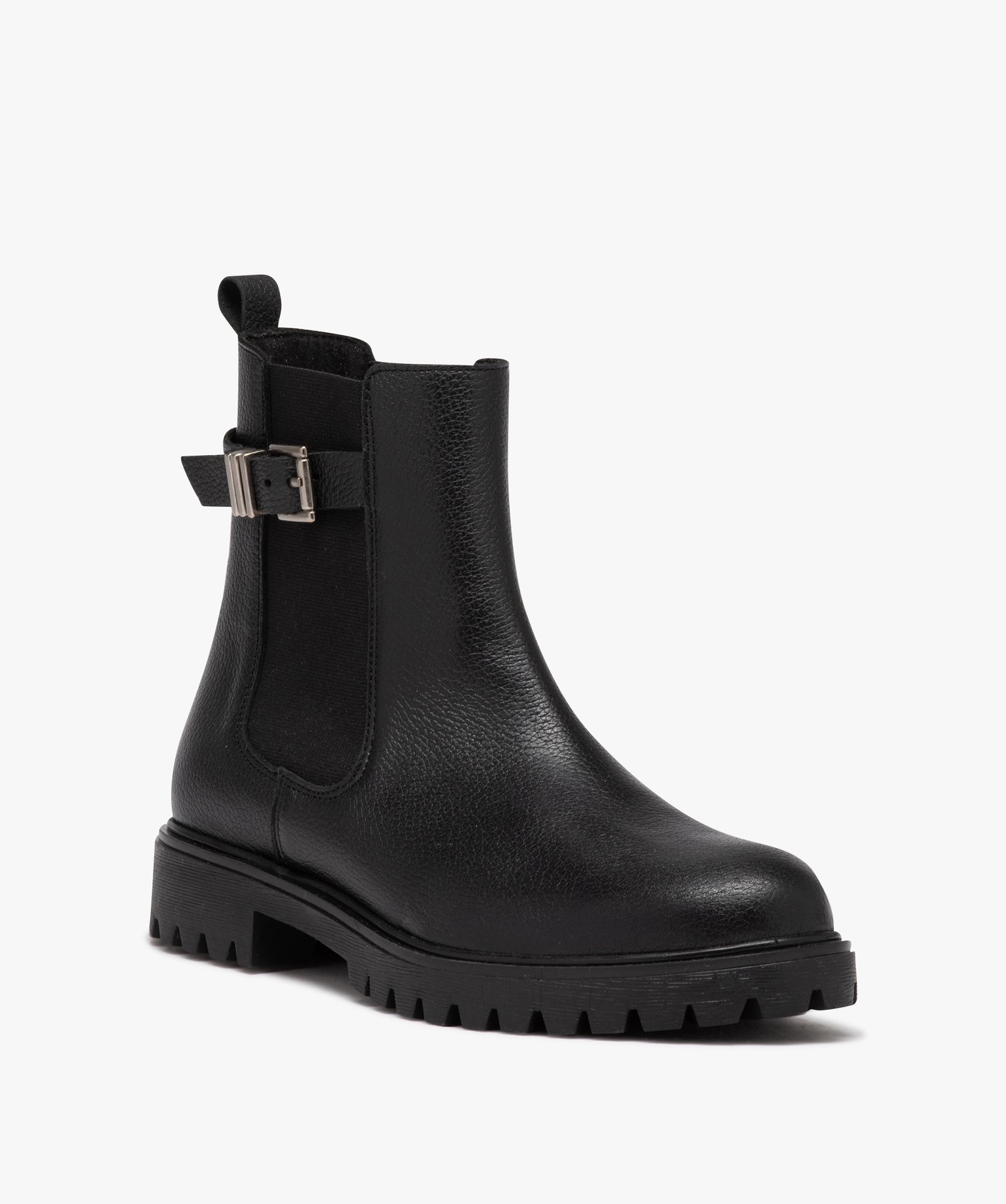 Boots femme unies style Chelsea à semelle crantée - Taneo noir | GEMO