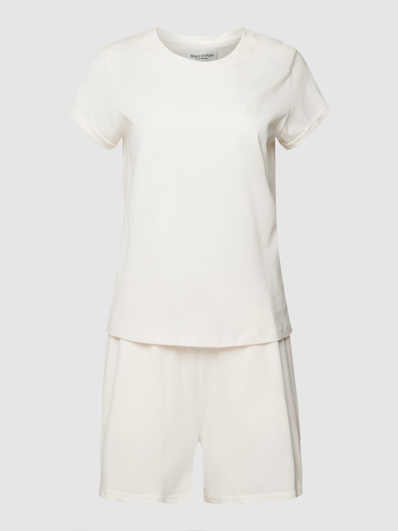 Pyjama aus reiner Baumwolle mit Rundhalsausschnitt in offwhite