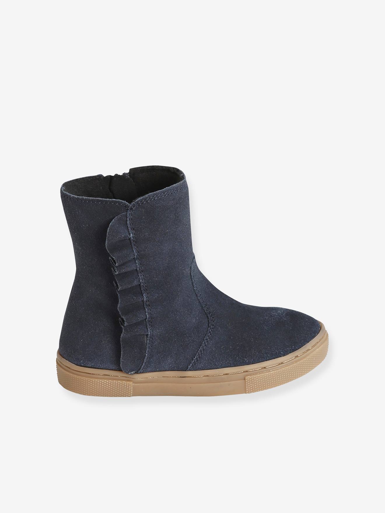 Bottes cuir fille collection maternelle bleu marine