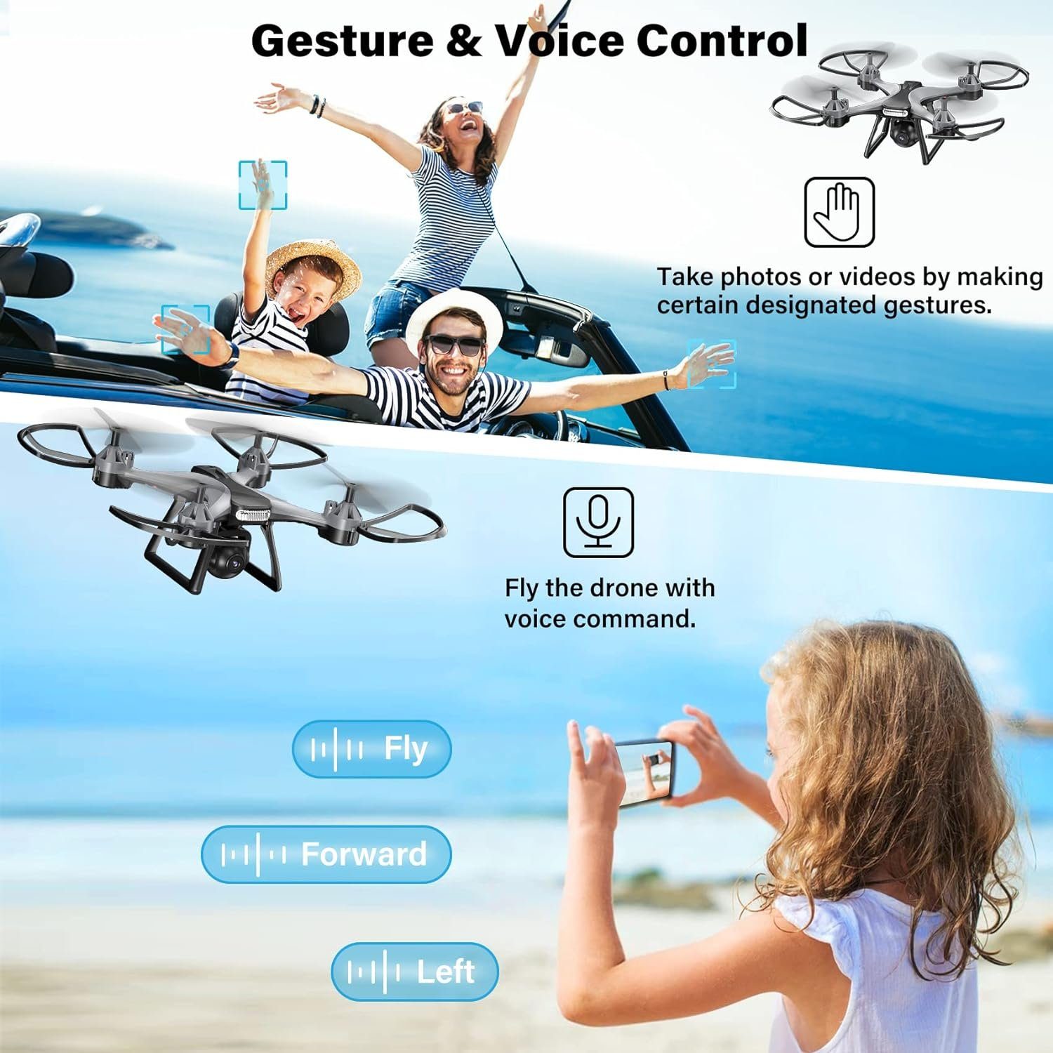 MAETOT Drohne (1080P, Maetot Drohnen Mit 1080P HD Kamera,FPV Quadcopter RC für Kinder, APP-Steuerung,Ein-Tasten-Anfangsgeschwindigkeitseinstellung, 360°-Flip)