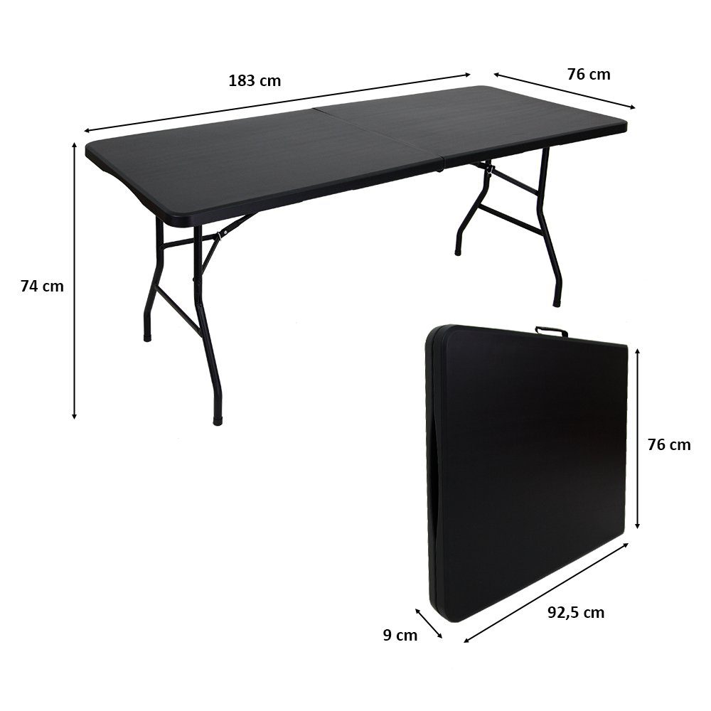 CHEFGASTRO® Klapptisch Klappbarer mobiler Buffettisch für Terrasse Balkon Garten Weiß/Schwarz