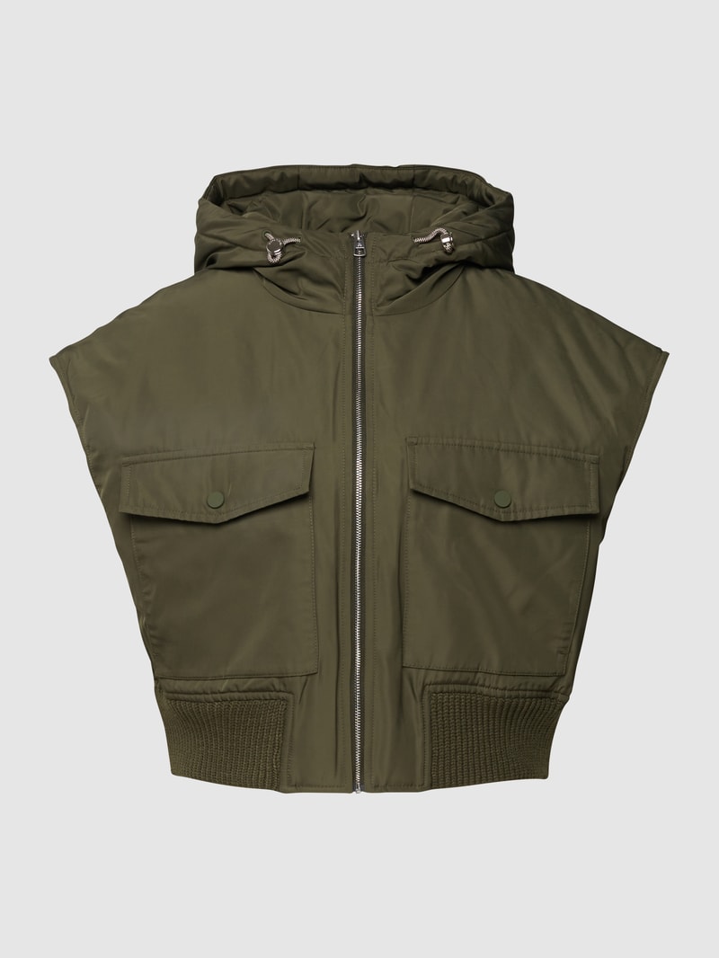 Oversized Weste mit Kapuze in khaki