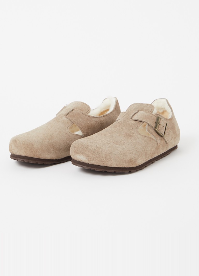 „Birkenstock Boston Shearling“ įmaunami batai iš zomšos ir ėriuko vilnos