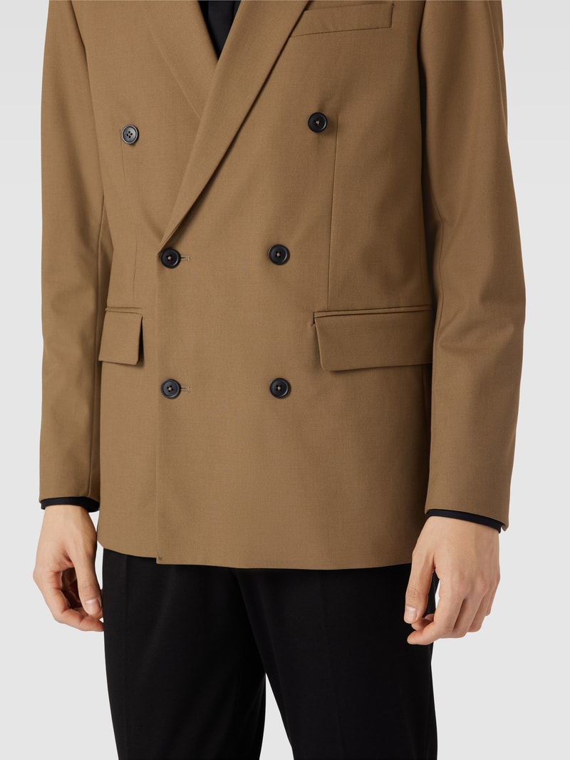 Regular Fit Sakko mit zweireihiger Knopfleiste Modell 'medem' in cognac