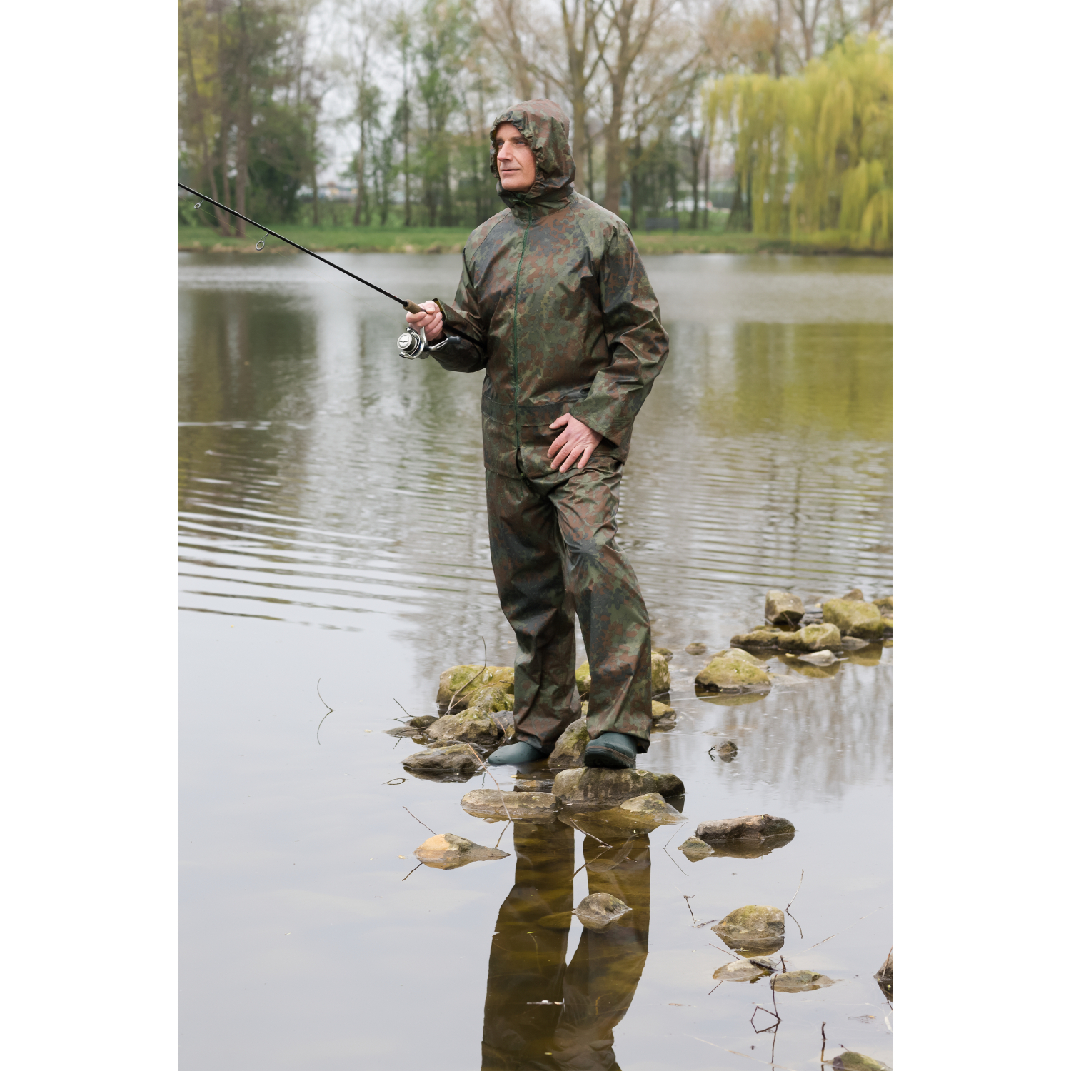 il Lago Basic Herren Regenanzug Camou