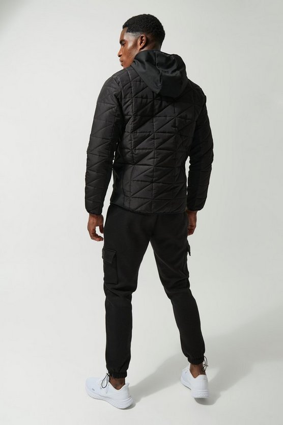 Man Active gesteppter Hoodie mit Reißverschluss