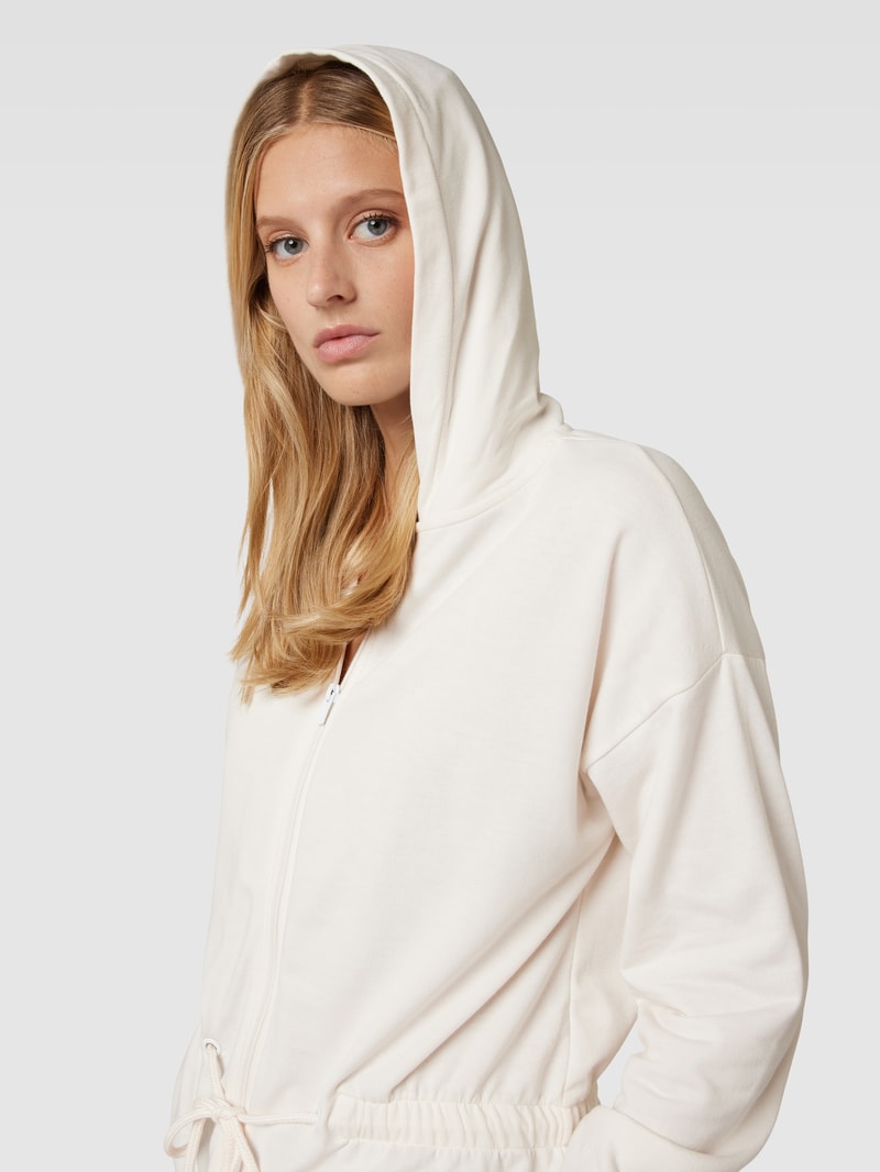 Sweatjacke mit Kapuze in ecru