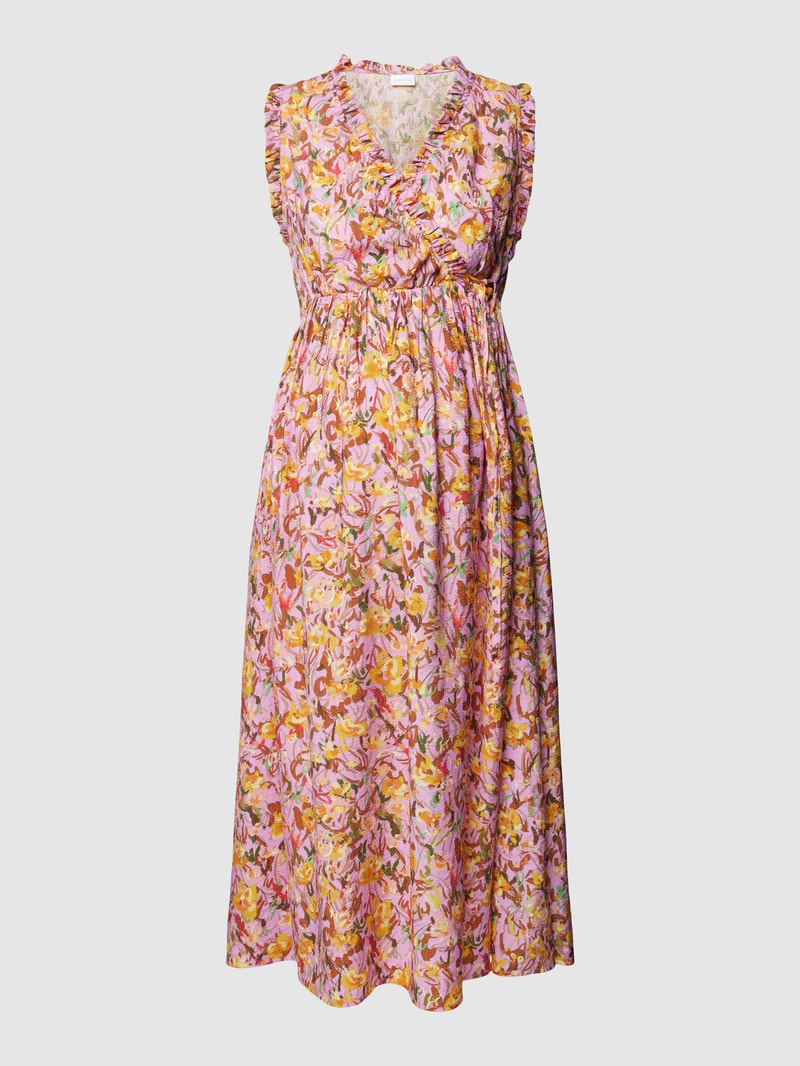 Knielanges Umstands-Kleid mit floralem Muster in flieder