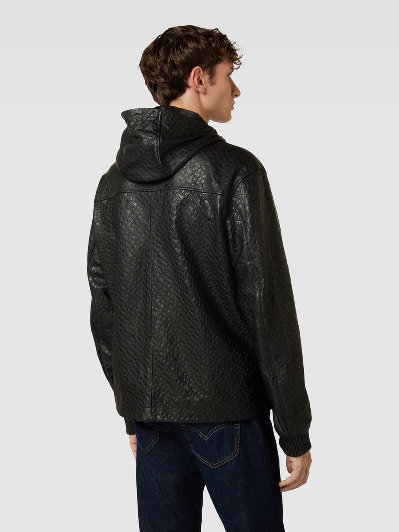 Lederjacke aus Leder mit Label-Detail Modell 'Martel' in schwarz