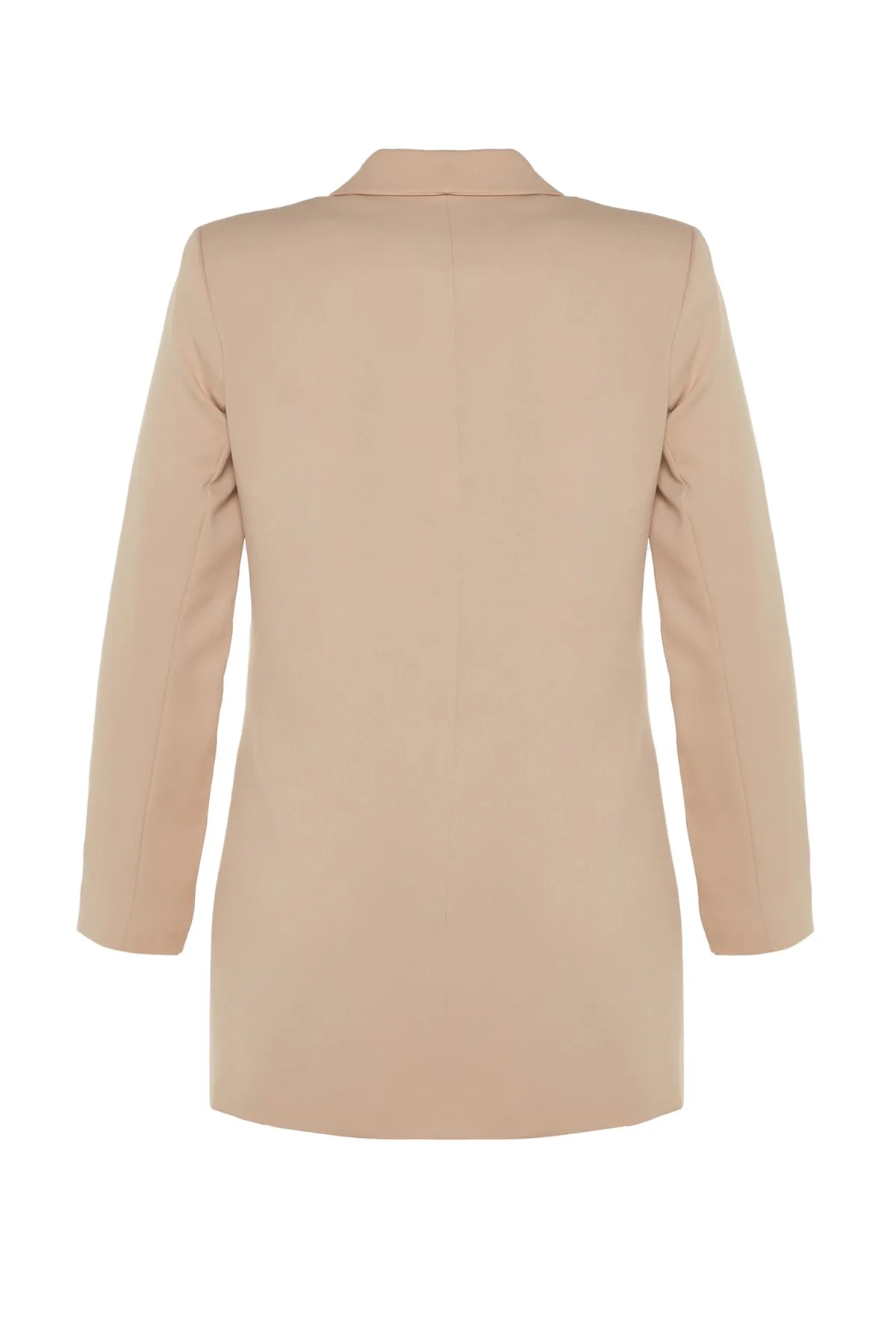 Trendyol Modest  Beigefarbene Jacke mit Taillenschnürung und detailliertem Webfutter TCTSS23CK00080