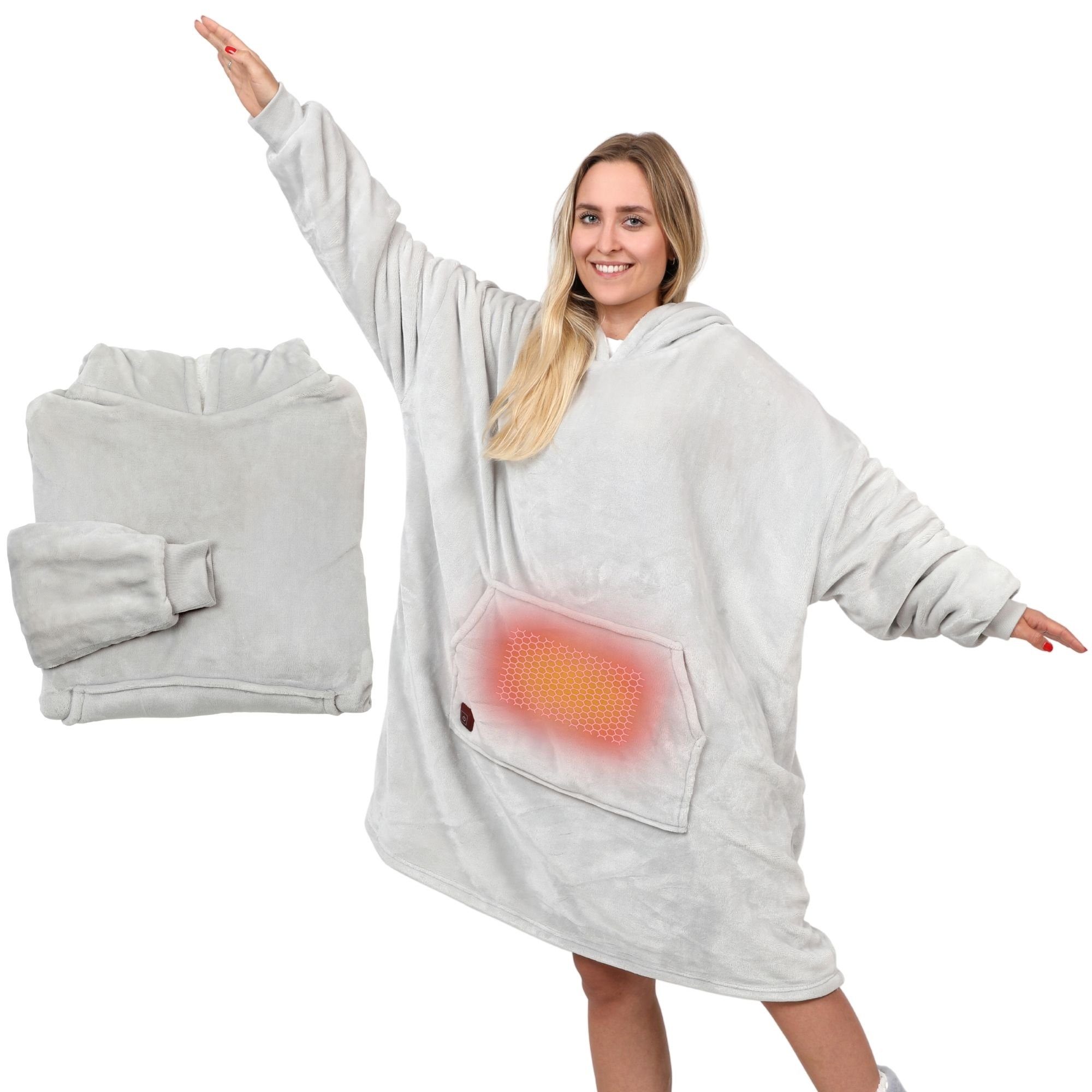 Wohndecke Premium flauschige Decke mit Ärmeln, NorthHeat, beheizt und unbeheizt
