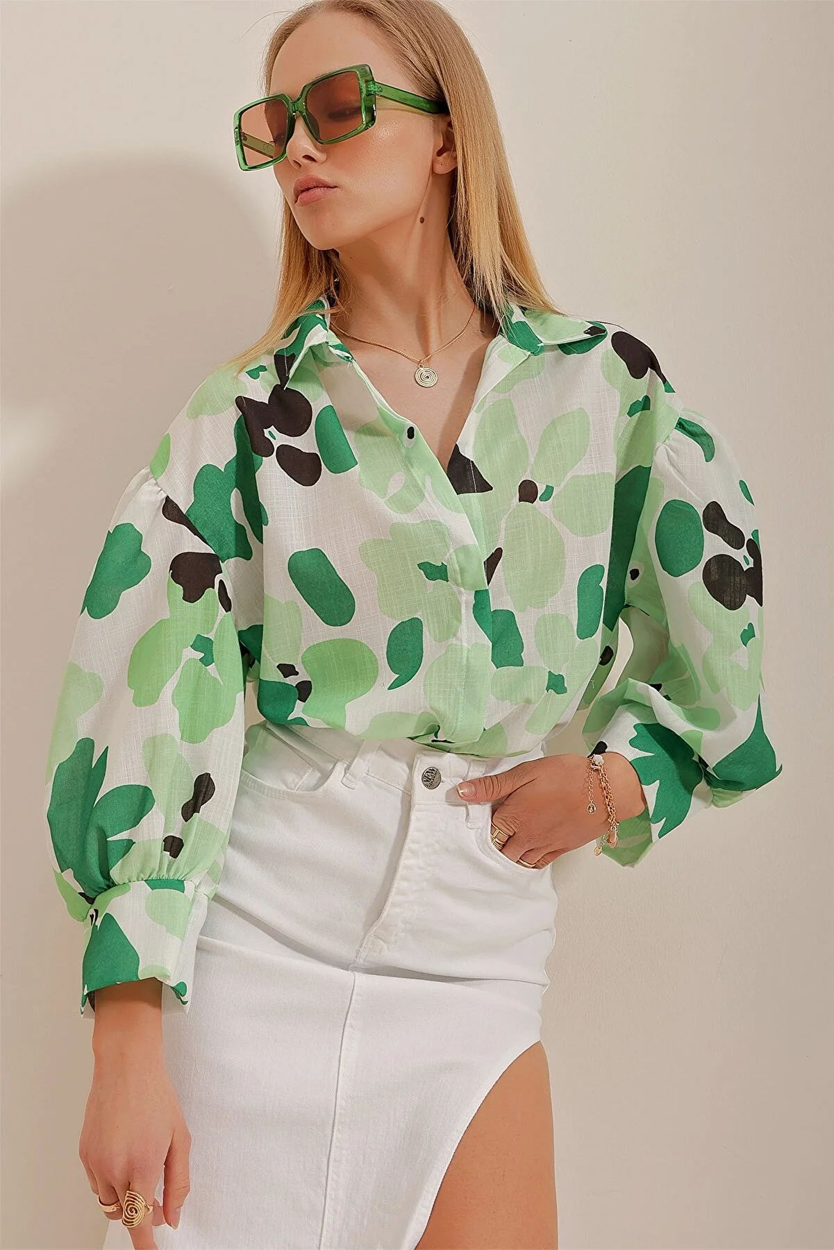 Trend Alaçatı Stili  Hemd - Grün - Regular Fit