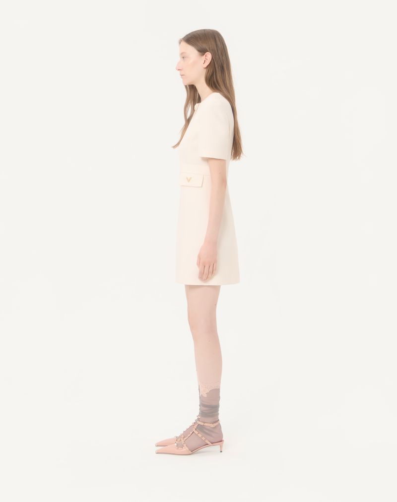 Vestido curto de crepe de alta costura