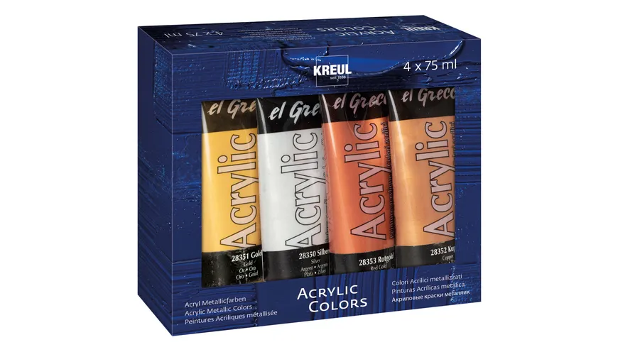 KREUL el Greco Acrylic 75 ml 4er Set Metallic Colors 300 ml