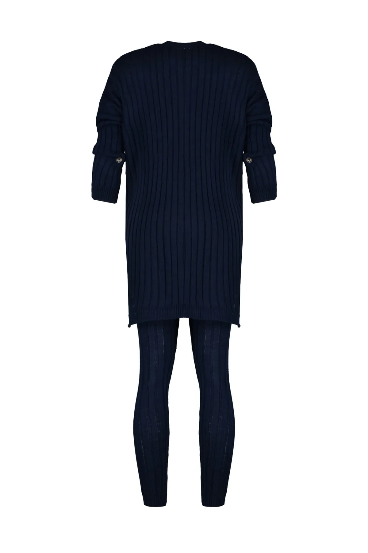 Trendyol Collection  Marineblaues Strickoberteil- und -unterteil-Set aus Cordhose TWOAW22AU0039