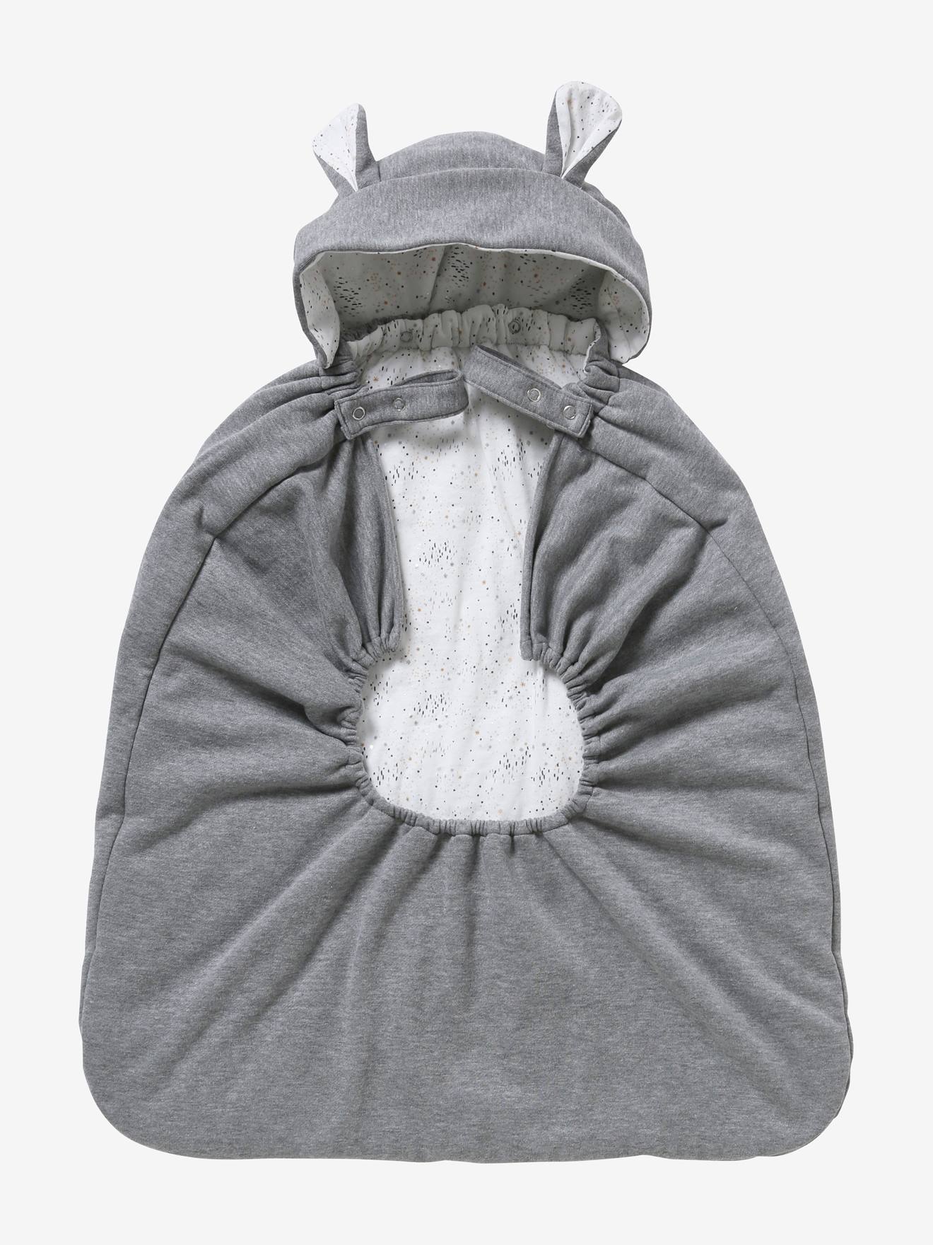 Protège porte-bébé molleton gris chiné
