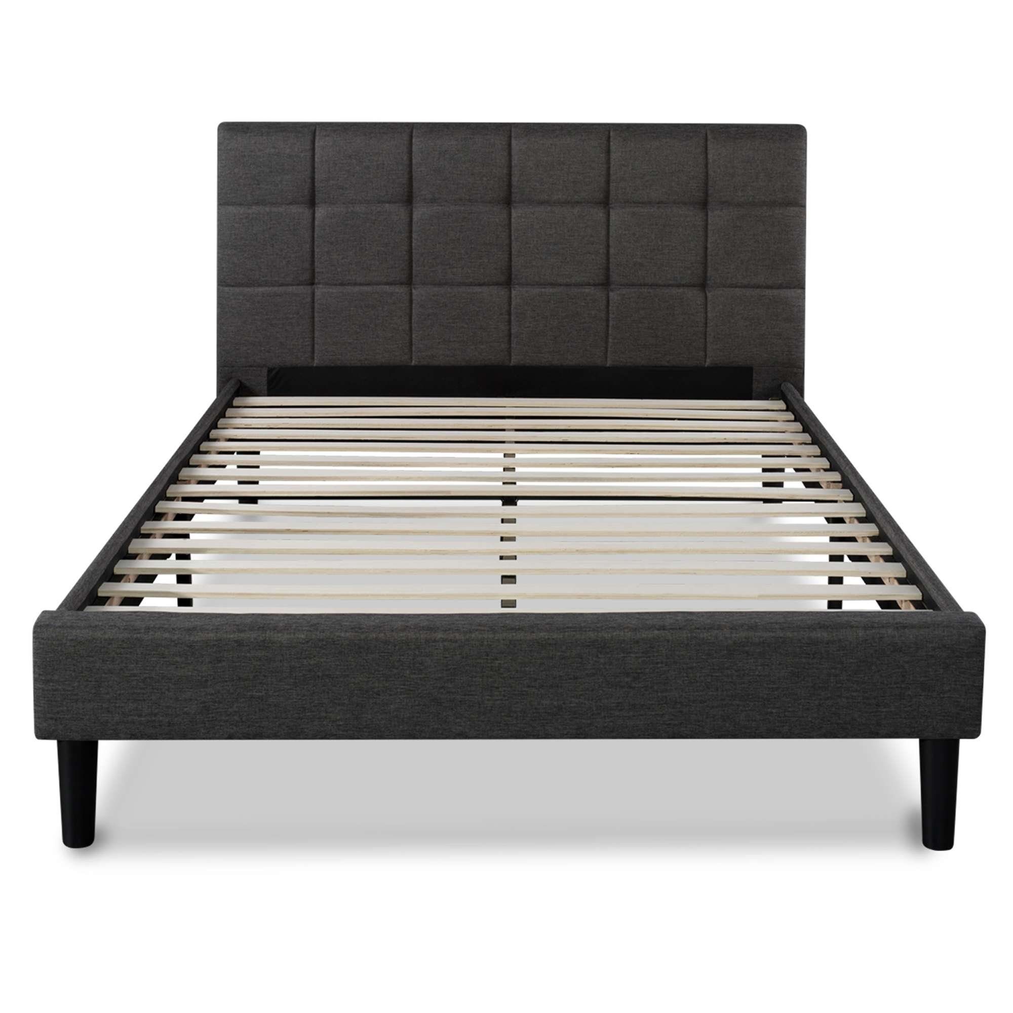 ZINUS Polsterbett LOTTIE Grauer Bettrahmen mit Gepolstertem und Genähtem Kopfteil (bed)