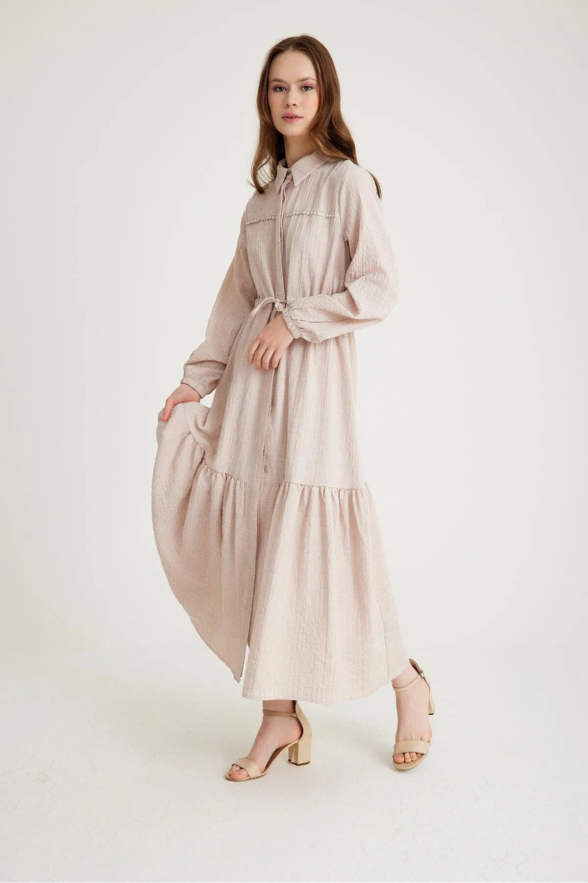 Olcay  Kleid - Beige - A-Linie