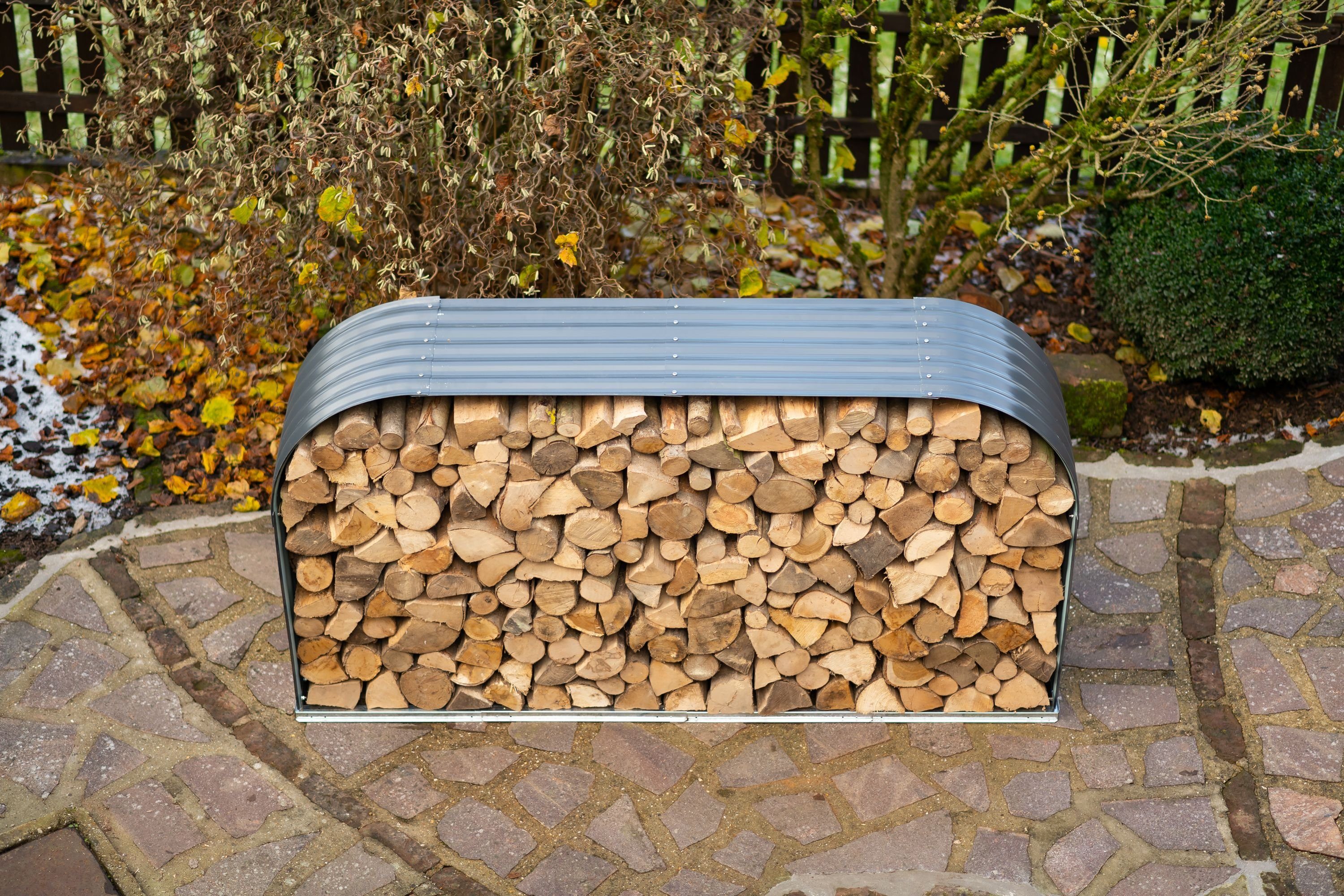 WESTMANN Kaminholzregal, BxTxH:212x46x111 cm, aus verzinktem Stahl