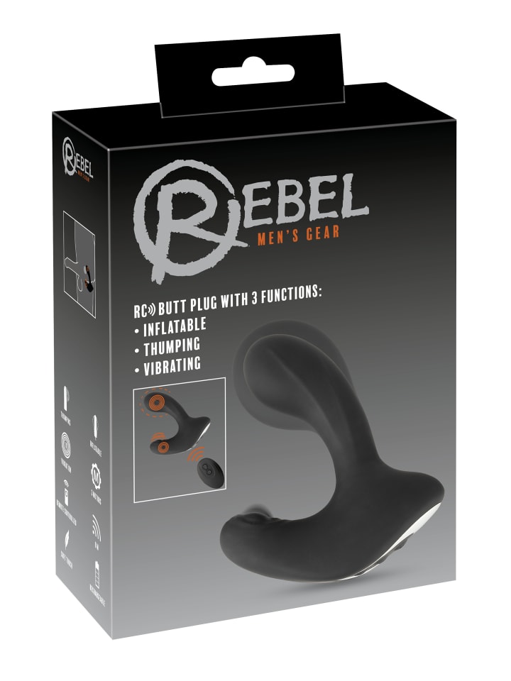 Rebel Analplug RC B-Plug with 3 functions in schwarz günstig kaufen 14,3 cm
