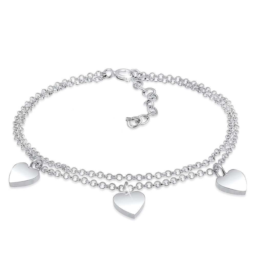 Elli Elli Bracelet Couche de Trio Symbole Coeur Amour Bracelet Femme  (925/1000) Argen Bracelet