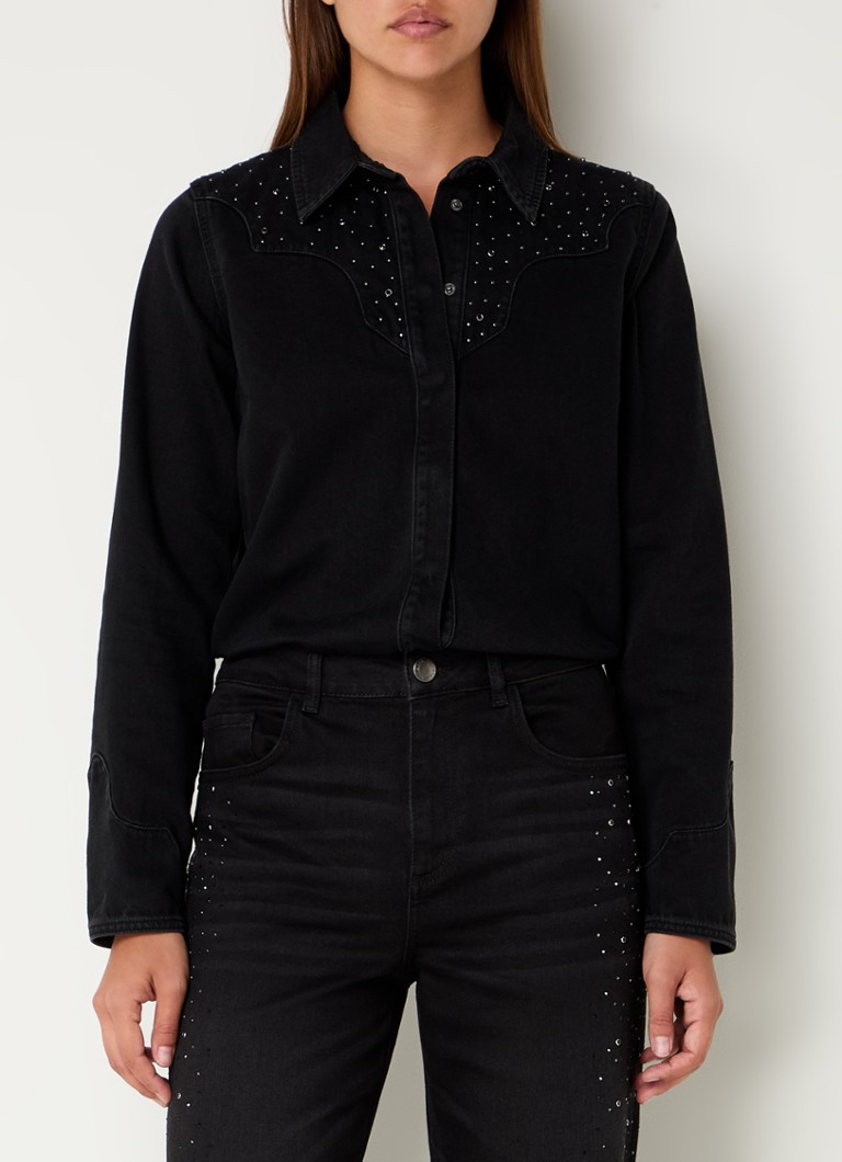 Mos Mosh  MMVira blouse van denim met strass