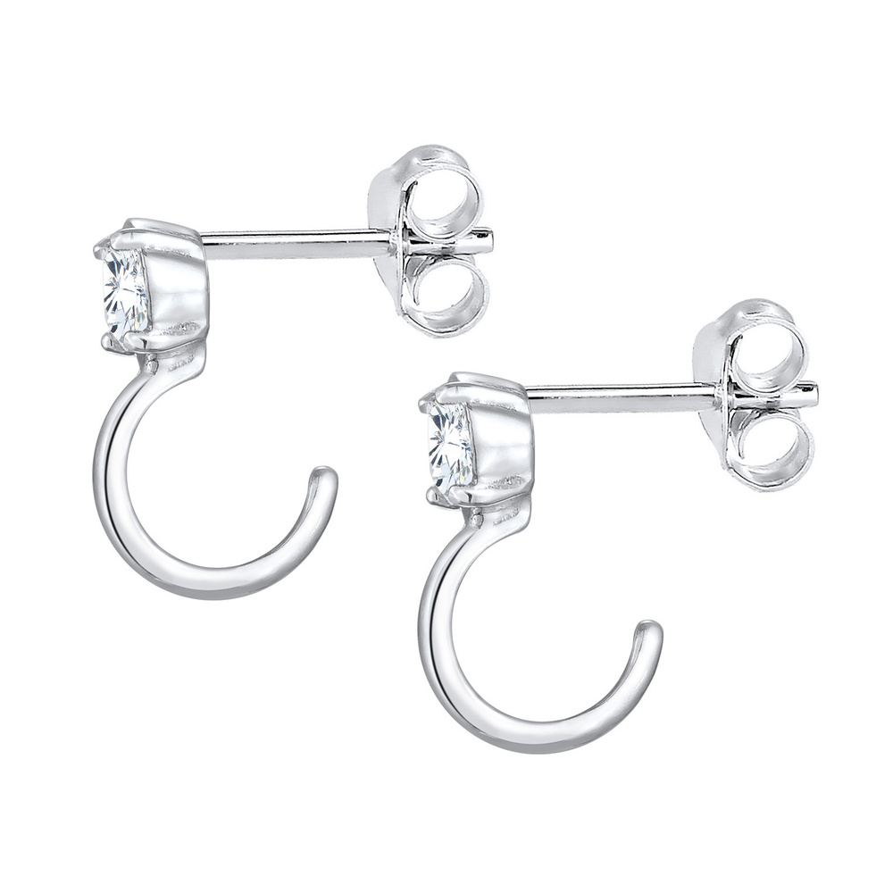 Elli Elli Boucles d'Oreilles Femmes Créoles Basique étincelantes avec zirconium en arg Boucles d'oreilles
