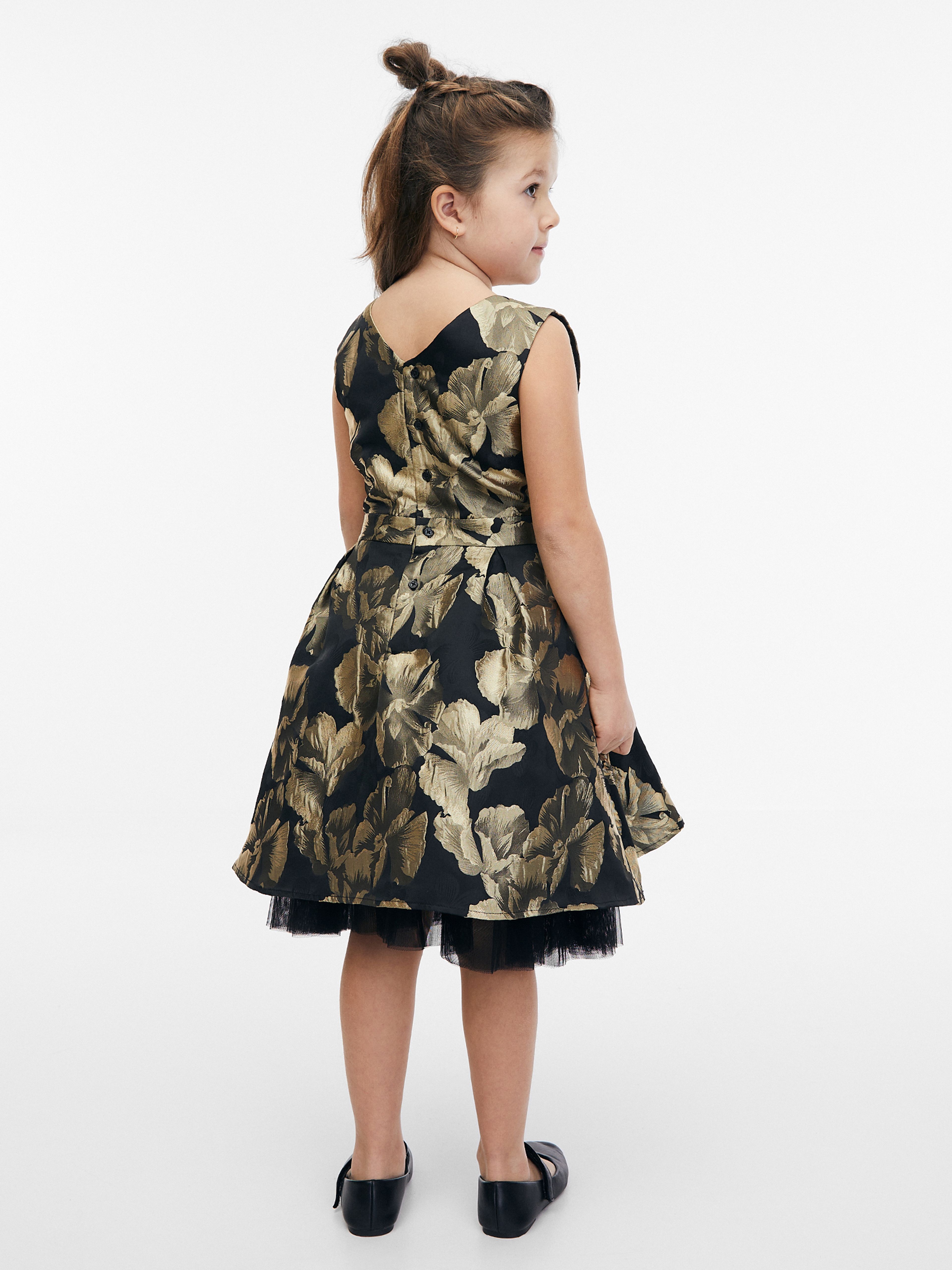 Geblümtes Kleid für Mädchen in Gold und Schwarz ORSAY
