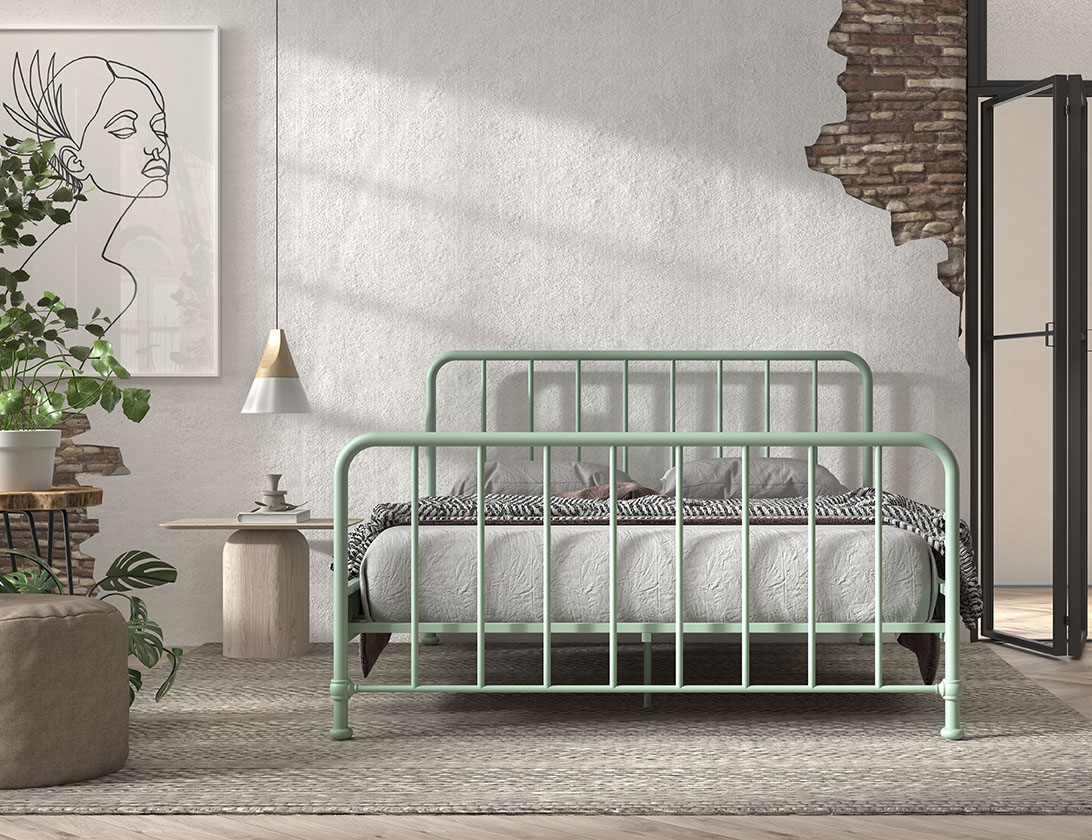 VIPACK Jugendbett BRONXX mit Liegefläche 160 xx 200 cm, Ausf. Metall Olivegrün matt
