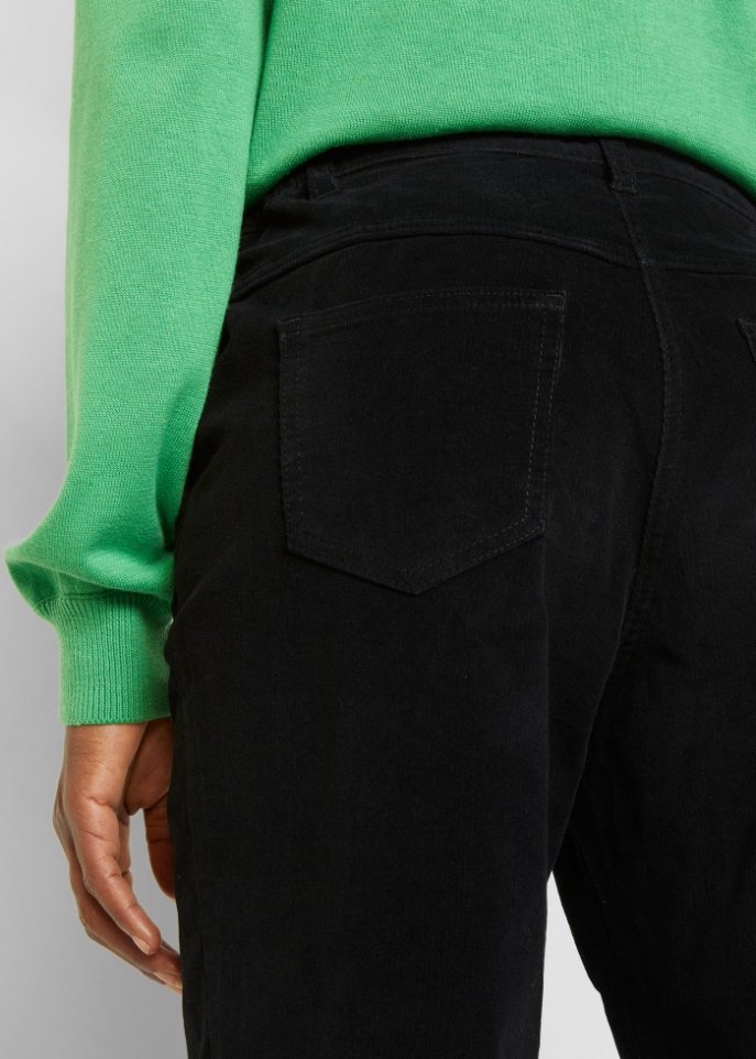 High-Waist-Cordhose mit Bequembund, knöchellang