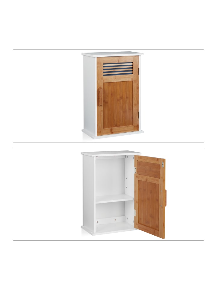 relaxdays Badhängeschrank in Weiß/Natur - (B)35 x (H)51,5 x (T)20 cm günstig kaufen onesize