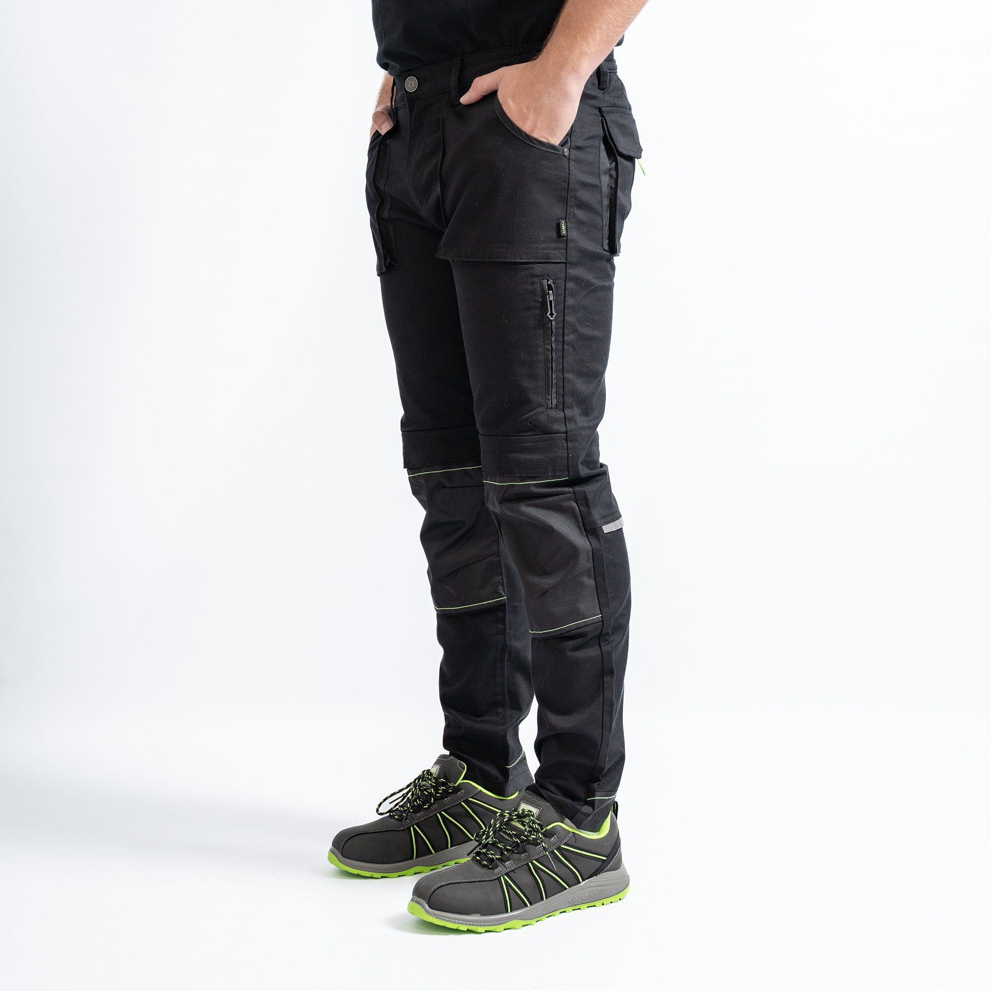 MAR Workwear Arbeitshose Premium, 8 Taschen, ergonomischer Schnitt, seitlich dehnbarer Bund, Reflektorstreifen, Atmungsaktiv