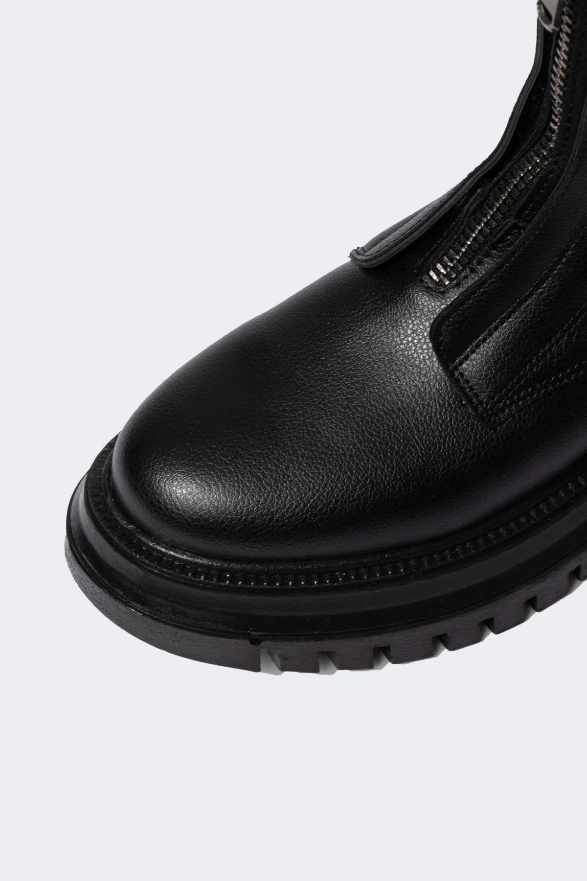 DeFacto  Damen-Winterstiefel aus Kunstleder mit Reißverschluss und dicker Sohle